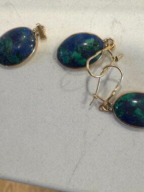 Chrysocolla Earrings and Pendent Set